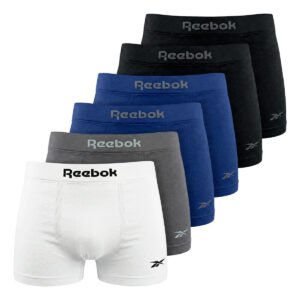 Kit 6 Cuecas Boxer Box Classic Poliamida Original Reebok Sortidas Liso G