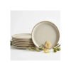 Kit 6 Pratos Rasos Porcelana Bege Rústico 27cm Premium Bege Lisa
