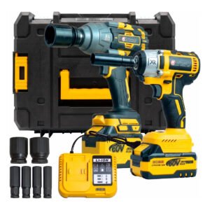 Kit Chave De Impacto A Bateria 60v 3/4 E 1/2 Pol K Nakasaki Azul-aço 127/220v 50hz / 60hz