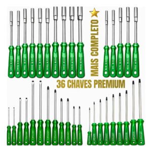 Kit Chaves Fenda Phillips Canhão Torx 36 Peças Premium
