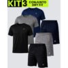 Kit Com 3 Conjuntos Academia Masculino Dry Fit Shorts+camisa