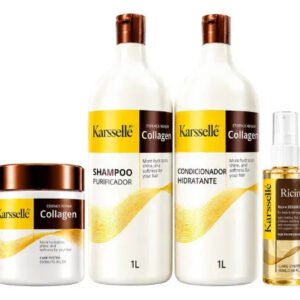 Kit Karssellé Shampoo 1l + Condicionador 1l + Máscara 500g + Óleo 60ml