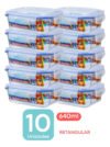 Kit Potes Marmita Vidro 640ml Retangular Hermético 640ml