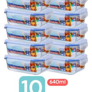 Kit Potes Marmita Vidro 640ml Retangular Hermético 640ml