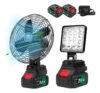 Kit Ventilador Portatil 8” + Lanterna De Trabalho Luz Led 4” Portatil 2 Baterias Recarregável