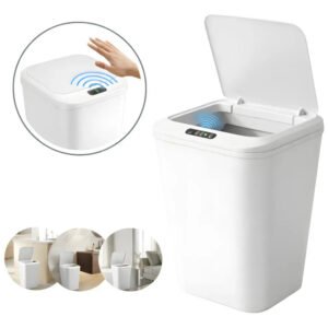 Lixeira Com Sensor Automático 16 Litros Branco Inteligente Abre Fácil Toque Cesto Quarto Banheiro Cozinha
