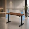 Mesa Elevatória Elétrica Ergonômica Escritório Gamer C/ Regulagem Altura Automática Com Tampo De Madeira 120x60cm Cor Imbuia
