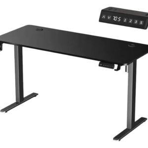 Mesa Ergonômica Gamer E Escritorio Ajuste De Altura Elétrico E Memória Highload Com Tampo 140x60cm, Suporte para Headset e Porta Copos