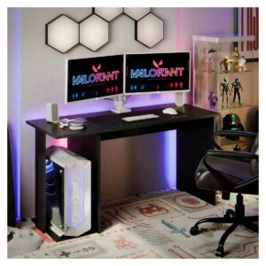 Mesa Escrivaninha Gamer Para Computador Com Suporte Para Cpu Setup Gamer Home Office Design Moderno Estrutura Reforçada – Valorant Preta Preto