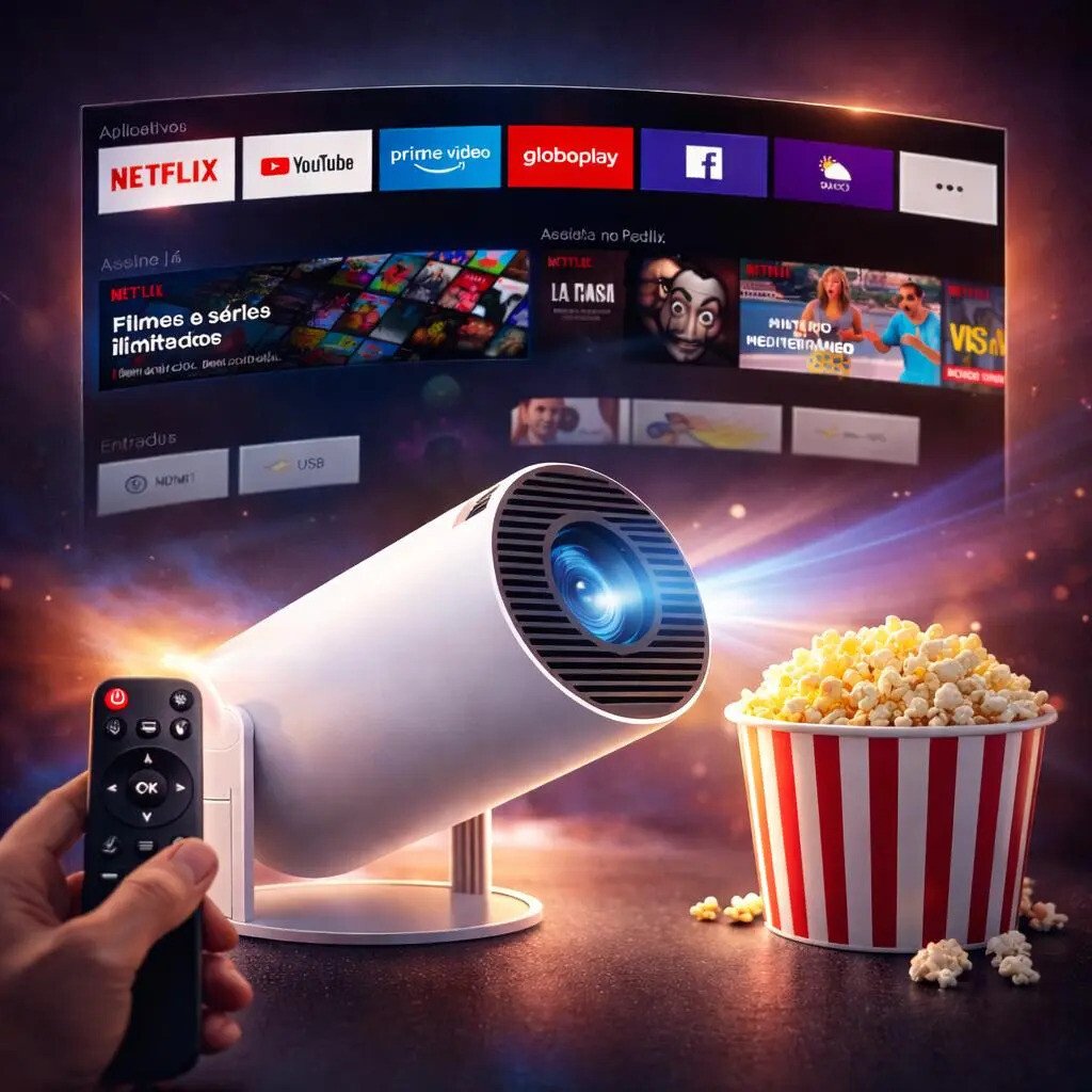 Mini Projeto Hy300 Smart Portátil Full Hd 4k Android 11 Wi-fi Bluetooth Mini Projetor Home Theater Cinema Em Casa TV Imagem Nítida Som Potente Compatível Com Diversos Dispositivos Branco VLX Mini Projeto Hy300 Smart Portátil Full Hd 4k Android 11 Wi-fi Bluetooth Mini Projetor Home Theater Cinema Em Casa TV Imagem Nítida Som Potente Compatível Com Diversos Dispositivos Branco VLX