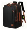 Mochila Impermeável Com Porta Usb Para Trabalho E Viagem Preto Liso