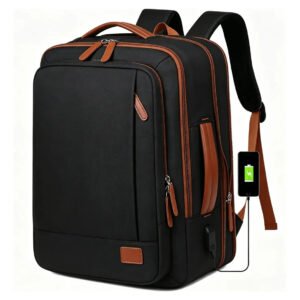 Mochila Impermeável Com Porta Usb Para Trabalho E Viagem Preto Liso