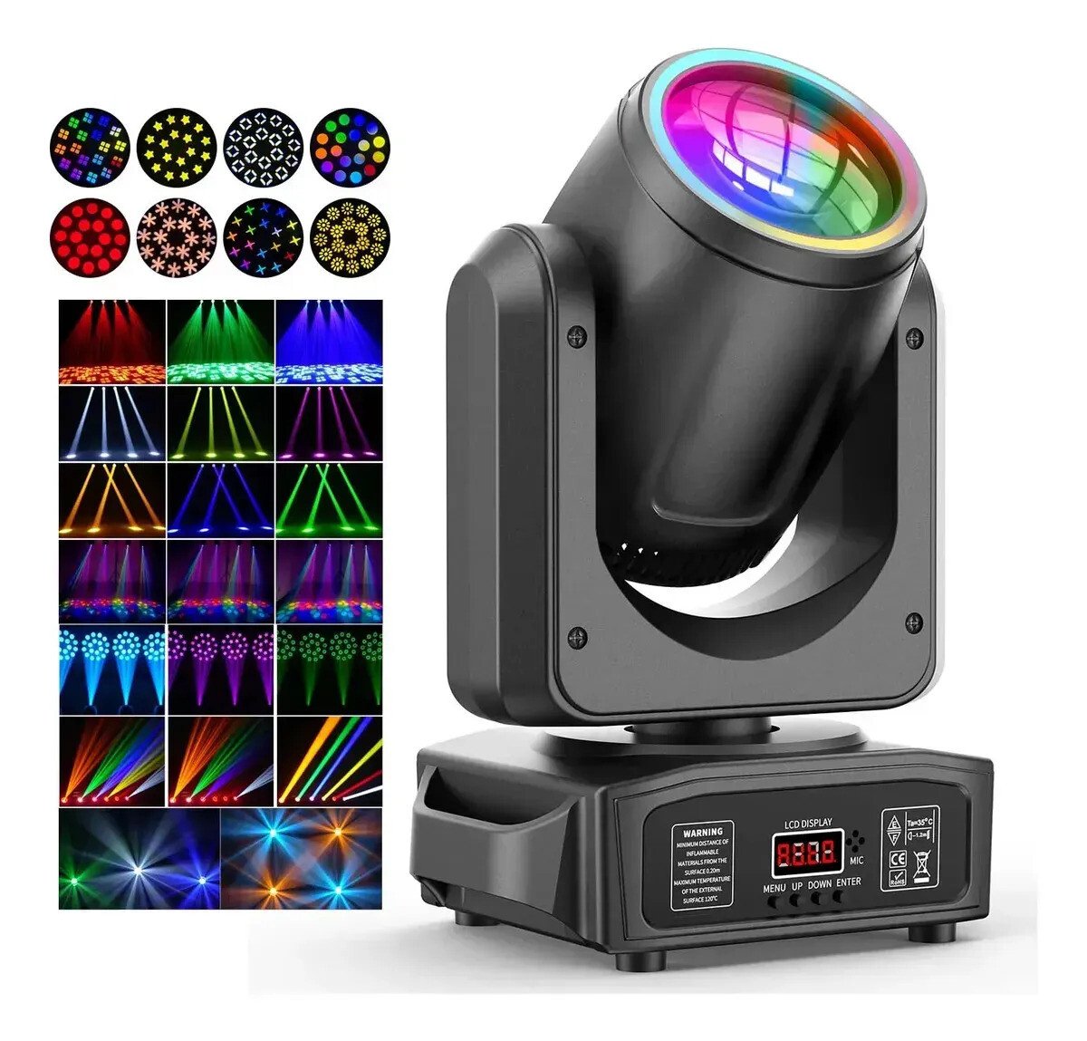 Moving Head Beam Profissional RGBW 300W DMX 18 Facetas Para Festa Moving Head Beam Profissional RGBW 300W DMX 18 Facetas Para Festa