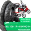 Par Casal Pneu Dianteiro 60/100-17 + Traseiro 80/100-14 Para Usar Com Câmara Ideal Para Moto Biz 100 110i Pop 100 110i Neo Zero Monumental PDO Store
