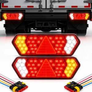 Par Lanterna Traseira Led Vermelha Caminhão Carreta 12v 24v Ambos Lados Vermelho