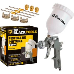 Pistola Pintura Gravidade 600ml 3 Bicos 1.2 1.5 1.8mm Profissional The Black Tools