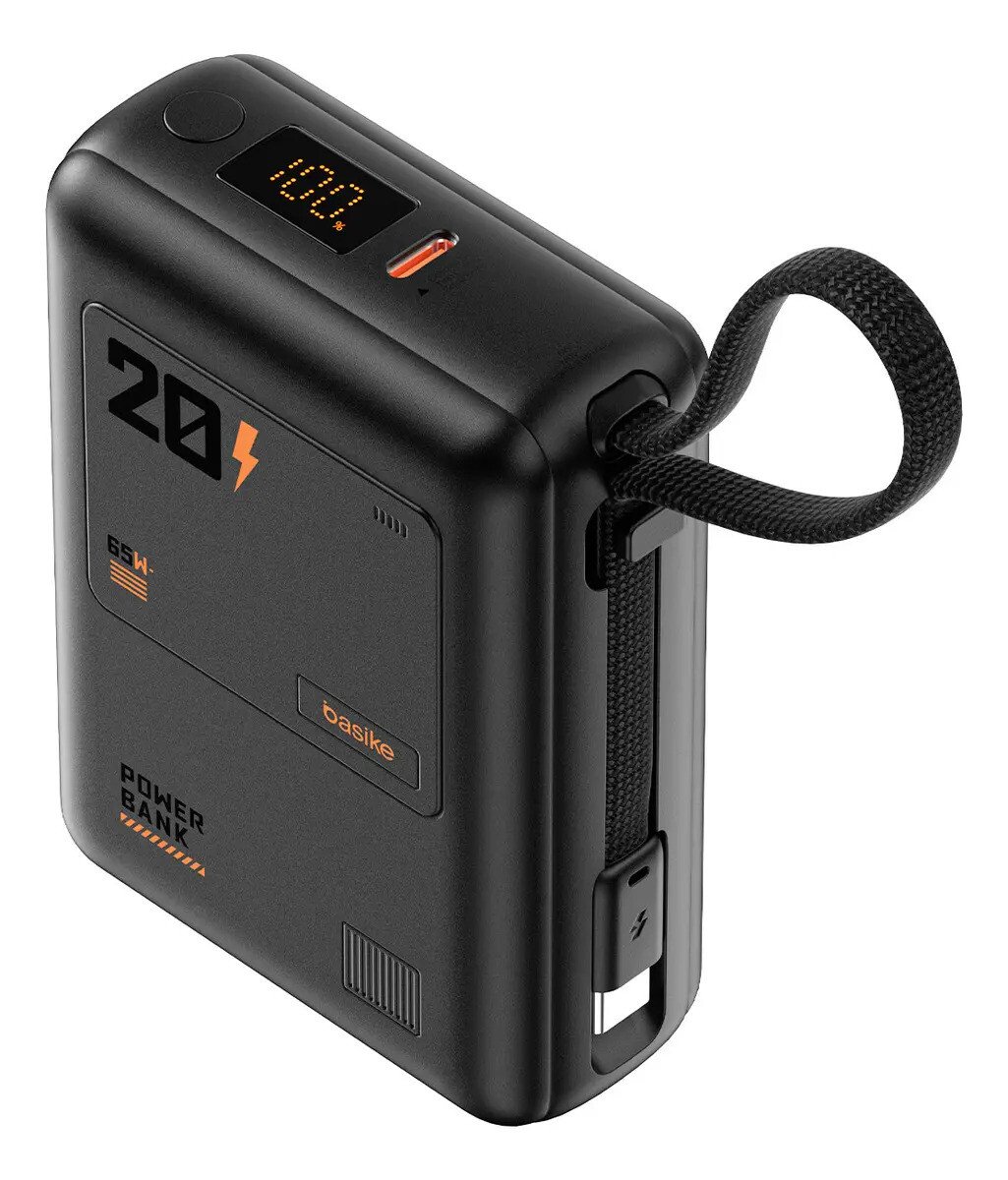 Power Bank 65w, 20000mah, Com Display Carregamento Rápido Power Para Celular Samsung E Motorola E iPhone, 2-saídas Com Cabo Embutido Tipo-c, Com Cabo Rápido(resistência À Tração Superalta), Cor Preto Power Bank 65w, 20000mah, Com Display Carregamento Rápido Power Para Celular Samsung E Motorola E iPhone, 2-saídas Com Cabo Embutido Tipo-c, Com Cabo Rápido(resistência À Tração Superalta), Cor Preto