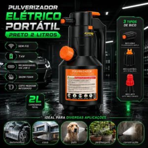 Pulverizador Elétrico Bahrein para Snow Foam e Lavagem de Carros – 2 L Preto