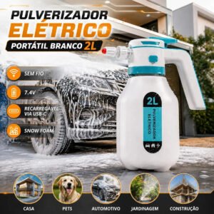 Pulverizador Elétrico Borrifador Portátil Alta Pressão Para Lavagem Automotivo E Limpeza Doméstica Detalhamento Jardim Uso Geral Cor Branco