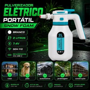Pulverizador Elétrico de Água e Químicos de 2 L Com Bico Ajustável