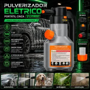 Pulverizador Elétrico Snow Foam Bahrein 2L para Limpeza Automotiva e Doméstica