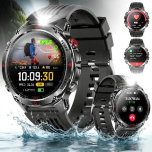 Relógio Inteligente Smartwatch GPS Autônomo À prova d’água 3ATM NOVANTE Masculino Feminino Esportivo Digital 530mAh Preto Bluetooth Chamadas Notificações Instantâneas Android IOS Com Lanterna Bússola