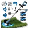 Roçadeira Elétrica Sem Fio 18500rpm 21v Para Jardim Dobevi 127/220v Azul-aço