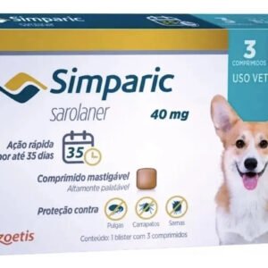 Simparic 40mg Cães 10,1-20kg Pulgas Carrapatos 3 Comprimidos Zoetis