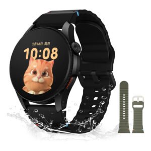 Smartwatch Aurafit G12, Gps, Resistência À Água 3atm, Preto Preto Mesh Verde-militar/preto