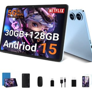 Tablet Android 15 Tablet de 10 polegadas com 30 GB de RAM+128 GB ROM/TF 2 TB, Gemini Ai Octa-core 2,0 GHz, 5G WiFi, 8000 mAh, Face Id, controle parental Gms Widevine L1 Fhd, 8+5 mp, Bt 5.0, GPS,…