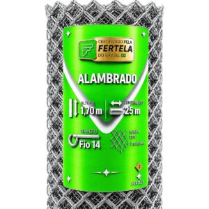 Tela Alambrado 1,70 Altura X 25 Metros Malha 8 Cm Fio-14 Galvanizado