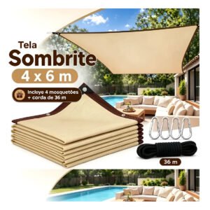 Tela Sombrite 90% 6x4m Bainha Reforçada Com Llhos Metálicos