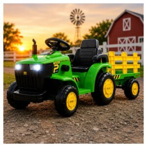 Trator Elétrico Infantil Verde E Amarelo 12v Verde/amarelo