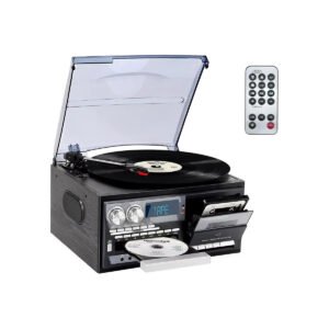 Vedo Toca-discos Vintage 9 Em 1 Com Bluetooth ,rádio Am/fm Preto 127/220v