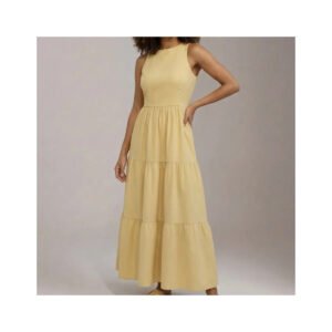 Vestido Midi Três Marias Viscose Linho Com Bolsos Laterais