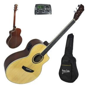 Violão Eletr Folk Deviser Cutway L-x4 Nt- Tampo Sólido + Bag Natural Destro