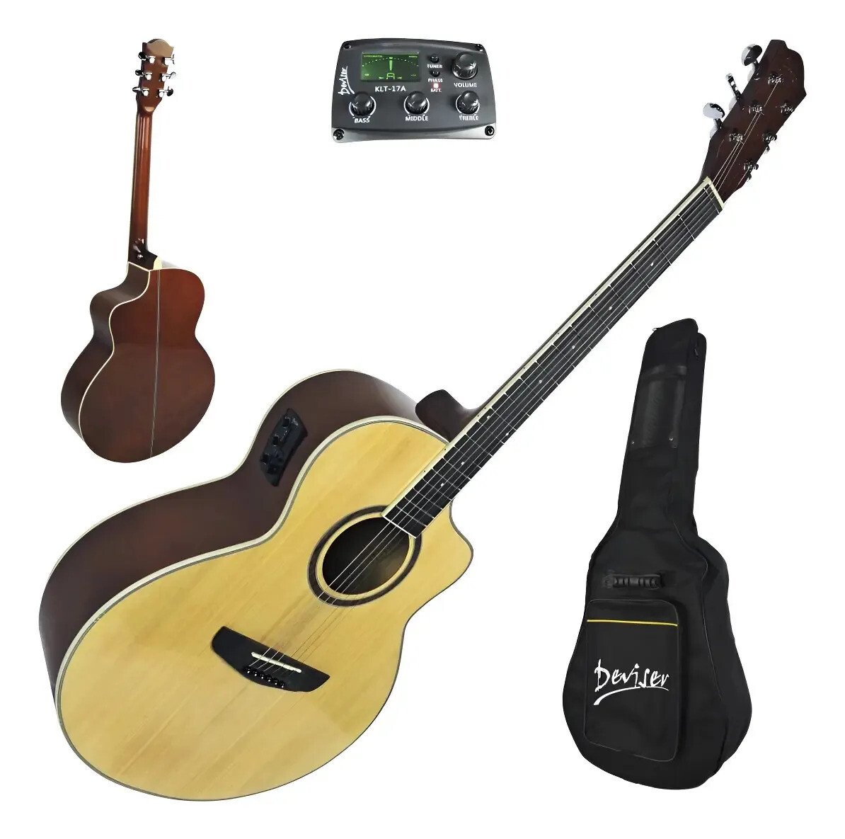 Violão Eletr Folk Deviser Cutway L-x4 Nt- Tampo Sólido + Bag Natural Destro Violão Eletr Folk Deviser Cutway L-x4 Nt- Tampo Sólido + Bag Natural Destro