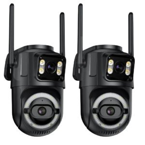 2 peças Câmera De Vigilância Wi-fi 5ghz&2.4ghz Icsee Para Uso Externo Câmera Ptz Com Câmera De Segurança Hd Com Rastreamento Móvel Preto