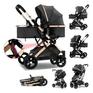 3 Em 1 Carrinho Bebé ,dobrável,versátil E Prático! Reversíve Preto