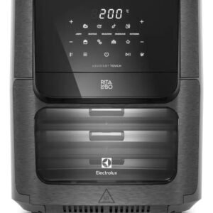 Air Fryer Forno 5 em 1 12L 1700W Digital Espeto Giratório 2 Bandejas Antiaderentes 10 funções 7 Receitas aviso sonoro Fritadeira Elétrica sem Óleo Forno Bancada Electrolux EAF90 Grafite