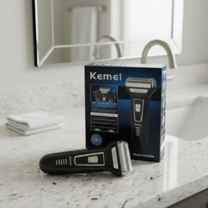 Aparador Barbeador Kemei KM-6558 Recarregável Sem Fio 3 em 1 Bivolt Preto