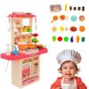 ATENTU Kit Cozinha De Brinquedo Completa Infantil Cor Rosa