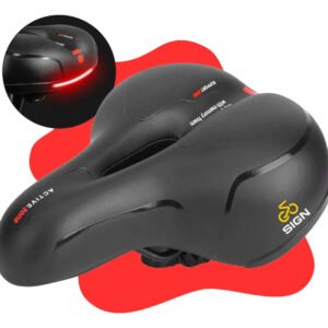 Banco Bike Selim Grande Para Bicicleta Super Comfort Molas Vazado Gel Tech Com Refletor Spinning Mtb Confortável Resistente Cor Preto Sign