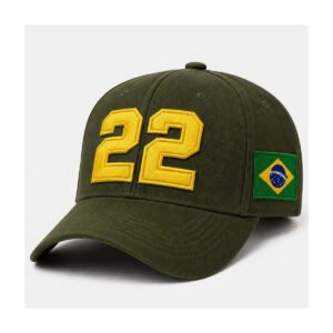 Boné 22 Preto Amarelo Verde Brasil Bordado Premium Aba Curva Verde Un Lisa