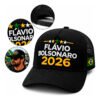 Bone Flavio Bolsonaro 2026 Presidente Redinha Premium Brasil Boné Preto Un Frase