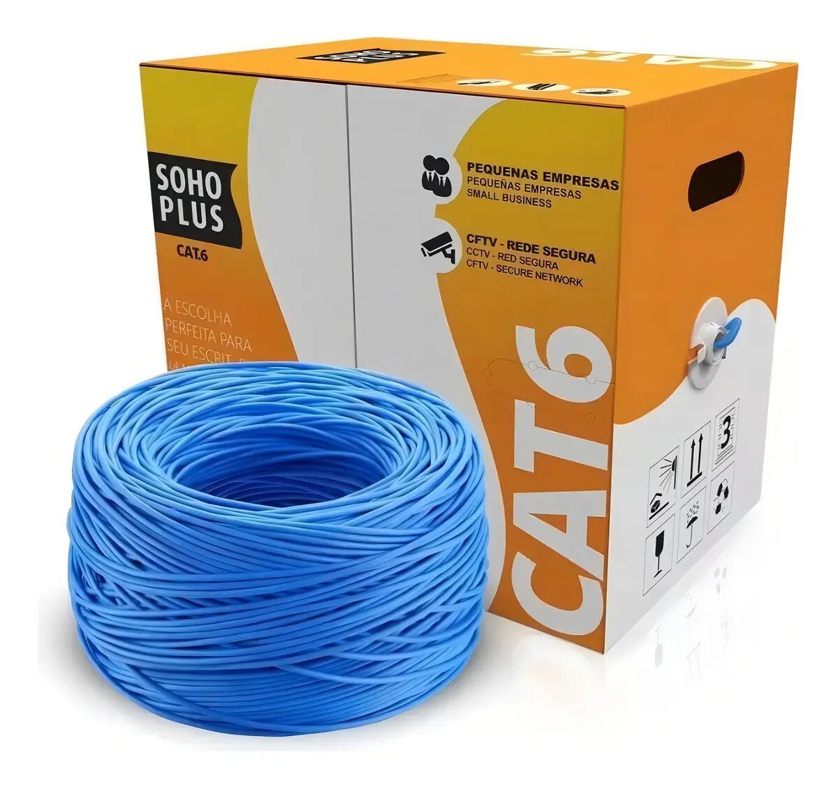 Cabo de Rede Furukawa Soho Plus CAT6 305 Metros CMX 24AWG 4 Pares 8 Fios 100% Cobre Anti-chamas - Azul Cabo de Rede Furukawa Soho Plus CAT6 305 Metros CMX 24AWG 4 Pares 8 Fios 100% Cobre Anti-chamas - Azul