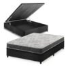 Cama Box Baú Casal Preto + Colchão Espuma D33 Ortopédico Zidi San Francisco 138x188x59cm