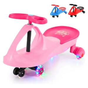Carrinho Rolimã Car Drift Infantil Volante Gira 360° Triciclo Com Roda Led Colorido Cor Rosa JustFun Brinquedos