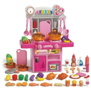 Cozinha Infantil Completa Com Luz E Som Acessórios Sai Água Rosa