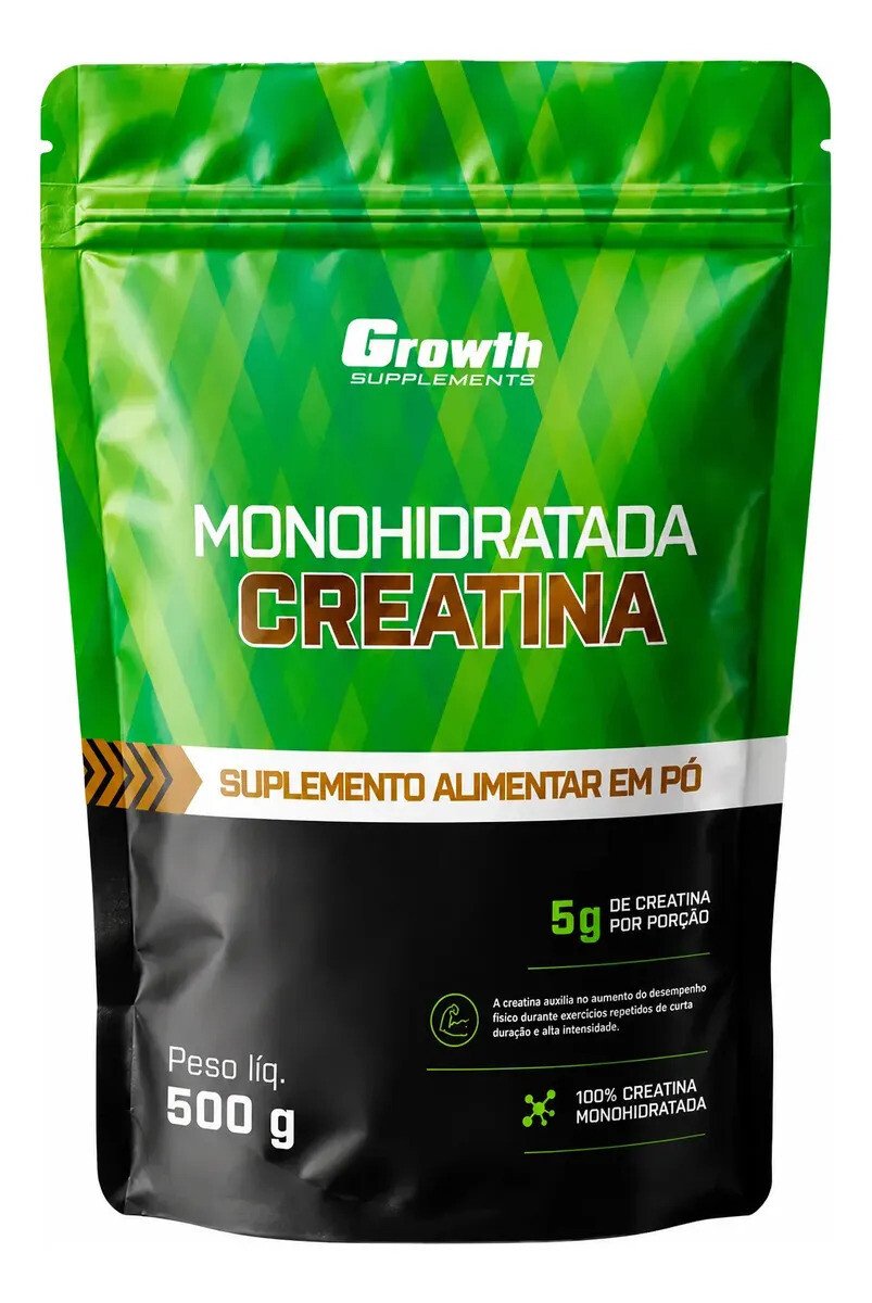 Creatina Monohidratada 500g Pouch - Growth Supplements Sem Sabor Creatina Monohidratada 500g Pouch - Growth Supplements Sem Sabor